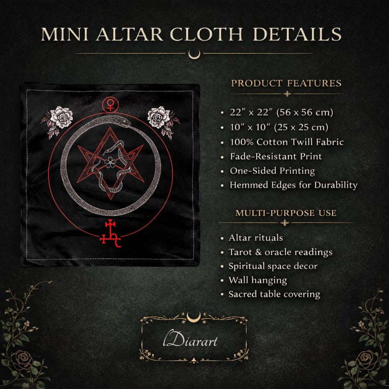 Lilith Altar Cloth Venus Sigil | Dark Goddess Decor | Feminine Tarot Spread image 7