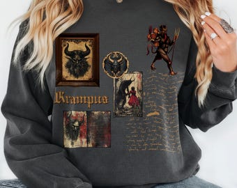 Krampus Sweatshirt, Vintage Dark Folklore Style Christmas Top for Alt Fashion