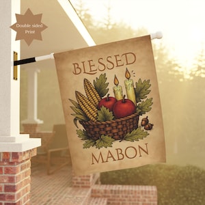 Bandera de jardín de Mabon / Decoración pagana vintage para exteriores del segundo cosecha del equinoccio de otoño