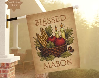 Mabon Garden Flag | Vintage Autumn Equinox Sencond Harvest Pagan Outdoor Decor