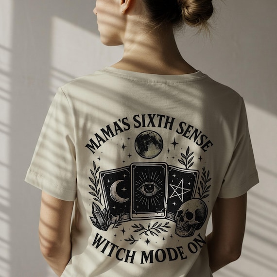 Mama's Sixth Sense Witch Mom Tee, Tarot Card Design