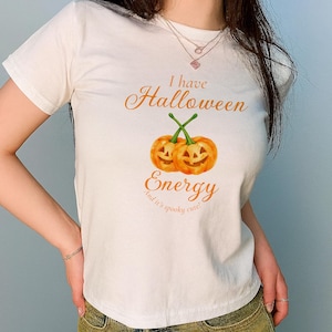 Coquette Halloween Baby Tee: Y2K Pumpkin Crop Top