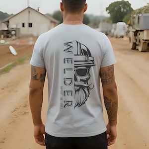 Welder Skull T-Shirt | Funny Welding Shirt | Welder Gift for Dad Husband | Blue Collar Worker Tee | Pipeline Welder | Welding Dad Shirt