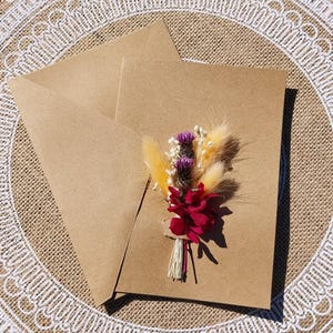Carte invitation /menu /remerciements en fleurs séchées