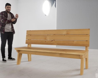 Banco moderno de exterior con estructura en forma de A: plano de carpintería en PDF + archivo de SketchUp: banco de patio DIY