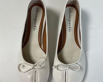 Handgemaakte witte leren Tabi-schoenen | Vintage ballerina's | Mary Janes