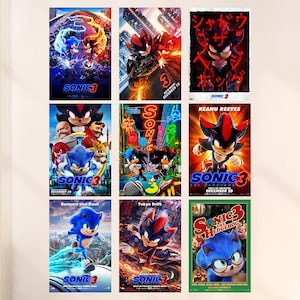 Cartaz do filme Sonic the Hedgehog 3, cartaz de decoração para casa, impressão de decoração de quarto, pôster de arte de parede com foto, impressão em tela, presente festivo