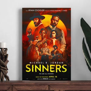 Pôster do filme Sinners, pôster para decoração de casa, impressão para decoração de ambientes, pôster com arte de parede, impressão em tela, presente festivo Michael B. Jordan