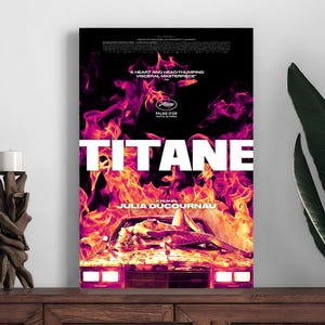 Cartaz do filme Titane, pôster de decoração para casa, impressão de decoração de quarto, pôster de arte de parede com foto, impressão em tela, presente de Natal