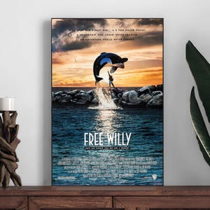 Cartaz do filme Free Willy, pôster de decoração para casa, impressão de decoração de quarto, pôster de arte de parede com foto, impressão em tela, presente festivo