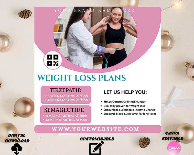 Editable Weight Loss Flyer: Health Coach, Gym Promotion Canva Template ...