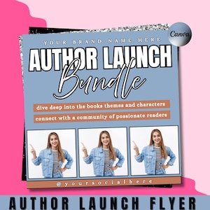 Editable Author Launch Bundle, Book Promotion Template, Digital Marketing Kit for Writers, Indie Book Release Social Media Flyer Set
