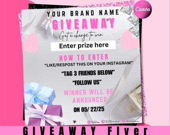 Editable Giveaway Flyer – Mother's Day Raffle Flyer | Canva Template | Instant Digital Download