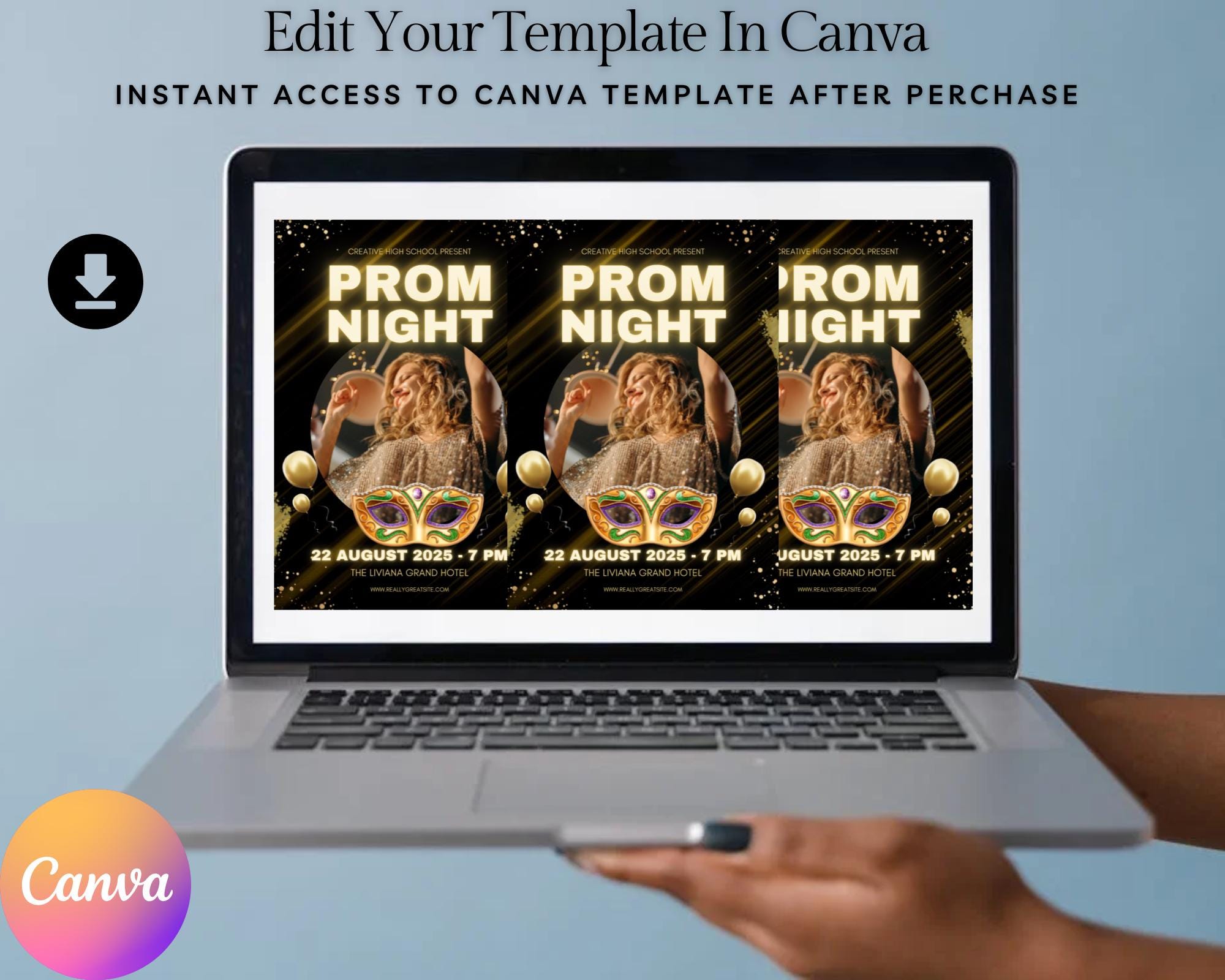 Editable Prom Send-off Flyer – Canva Template for Party Invites ...