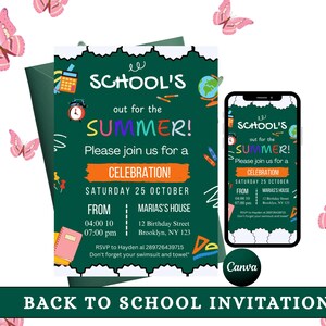 Chalkboard Back to School Invitation: Editable Party Invite Template