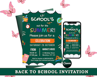 Back to School Invitation | Cute Chalkboard School Invite | Printable School Bash | Editable Party Invite Template