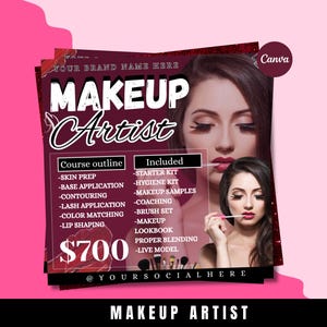 August Booking Flyer – Editable Makeup Artist Flyer, Custom Beauty Promo Design, Digital Marketing Template for Permanent Makeup or Classes