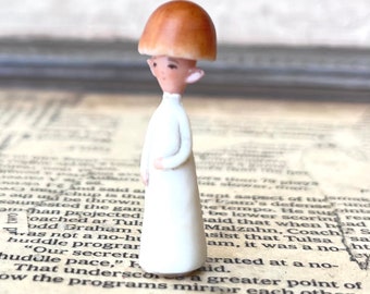 Miniature mushroom figurine. Ceramic mushroom collectable. Porcelain figures. Okubo Originals by Chris Okubo