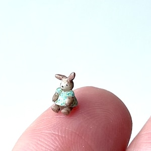 Dollhouse miniature bunny, Micro miniature toy, Miniature sculpture, Okubo Originals, Small scale, Dollhouse decor, Miniature collections