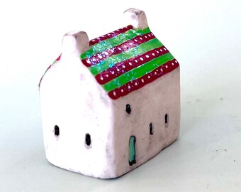 Miniature ceramic Christmas house, Ceramic Christmas decor, Dollhouse miniature, Tiny house, Chris Okubo Originals