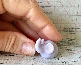 Ceramic elephant, Miniature elephant, Purple elephant, Elephant figurine