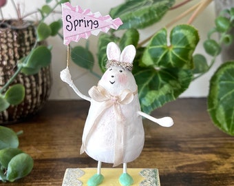 Bunny collectable, Okubo Originals Spring Collection, Party rabbit, Paper mache art, Handmade gift, Gift for mom Gift for spring, Bunny gift