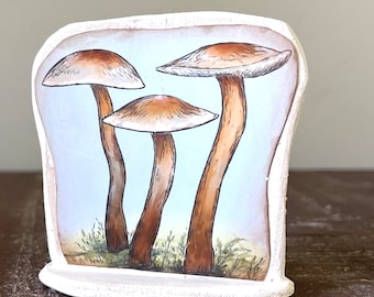Mushroom illustration decor, Mushroom art for shelf decoration, Birthday gift mushroom collector, Mushroom housewarming gift, Shroom design