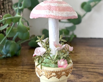 Collection de champignons, décoration inspirée de la courtepointe en patchwork, décoration d'intérieur pour le printemps, art fait main dans les bois, originaux Okubo, cadeau champignon pour maman