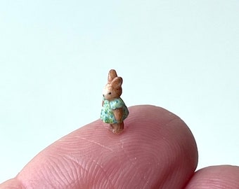 Dollhouse miniature bunny, Micro miniature toy, Miniature sculpture, Okubo Originals, Small scale, Dollhouse decor, Miniature collections