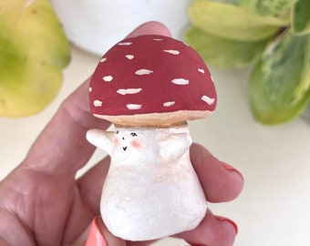 Paper Mache Mushroom Figurine, Shroom Gift, Okubo Originals, Mushroom Sculpture, Home Decor, Shelf Decor, Birthday Gift, Nature Inspired