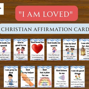 Eu Sou Amado – Flashcards de Afirmações Cristãs para Crianças | Cartões com Versículos Bíblicos para Crianças | Cartões de Escrituras para Imprimir para Crianças de 5 a 12 Anos