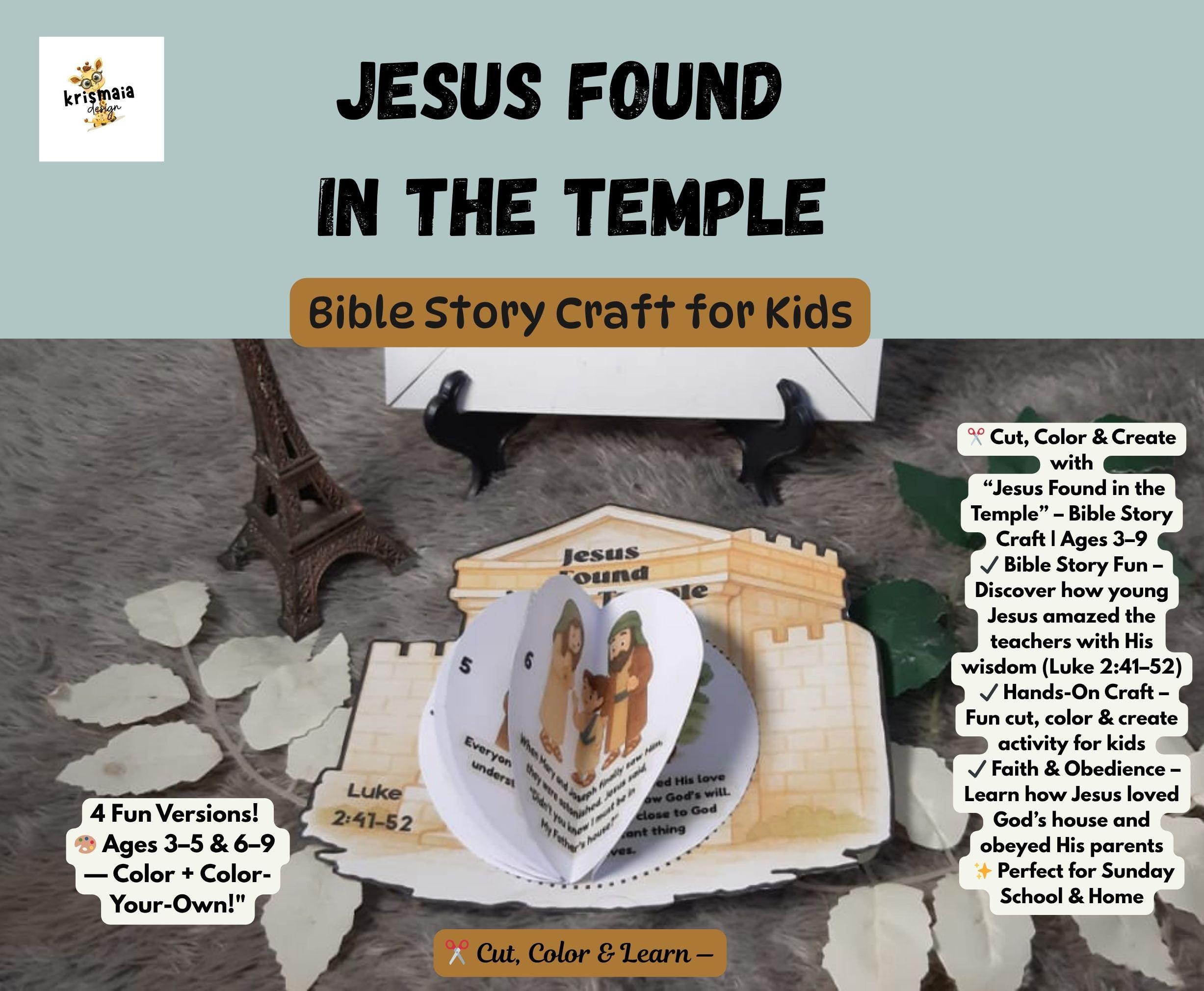 Jesus Found in the Temple Bible Story Craft: Sunday School Activity ...