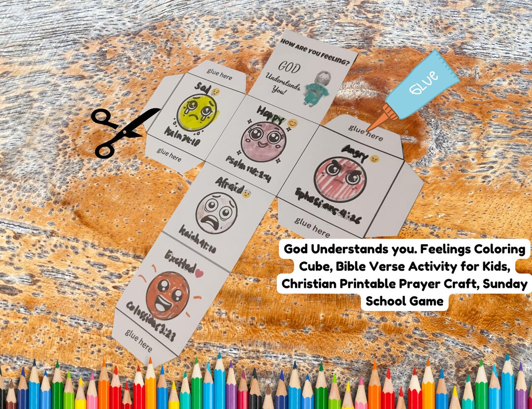 Feelings Coloring Cube: Bible Verse Activity, Christian Printable (PDF ...