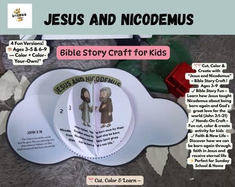 Jesús y Nicodemo – Manualidad bíblica (PDF imprimible) sobre la fe y la nueva vida / Edades 3 a 9