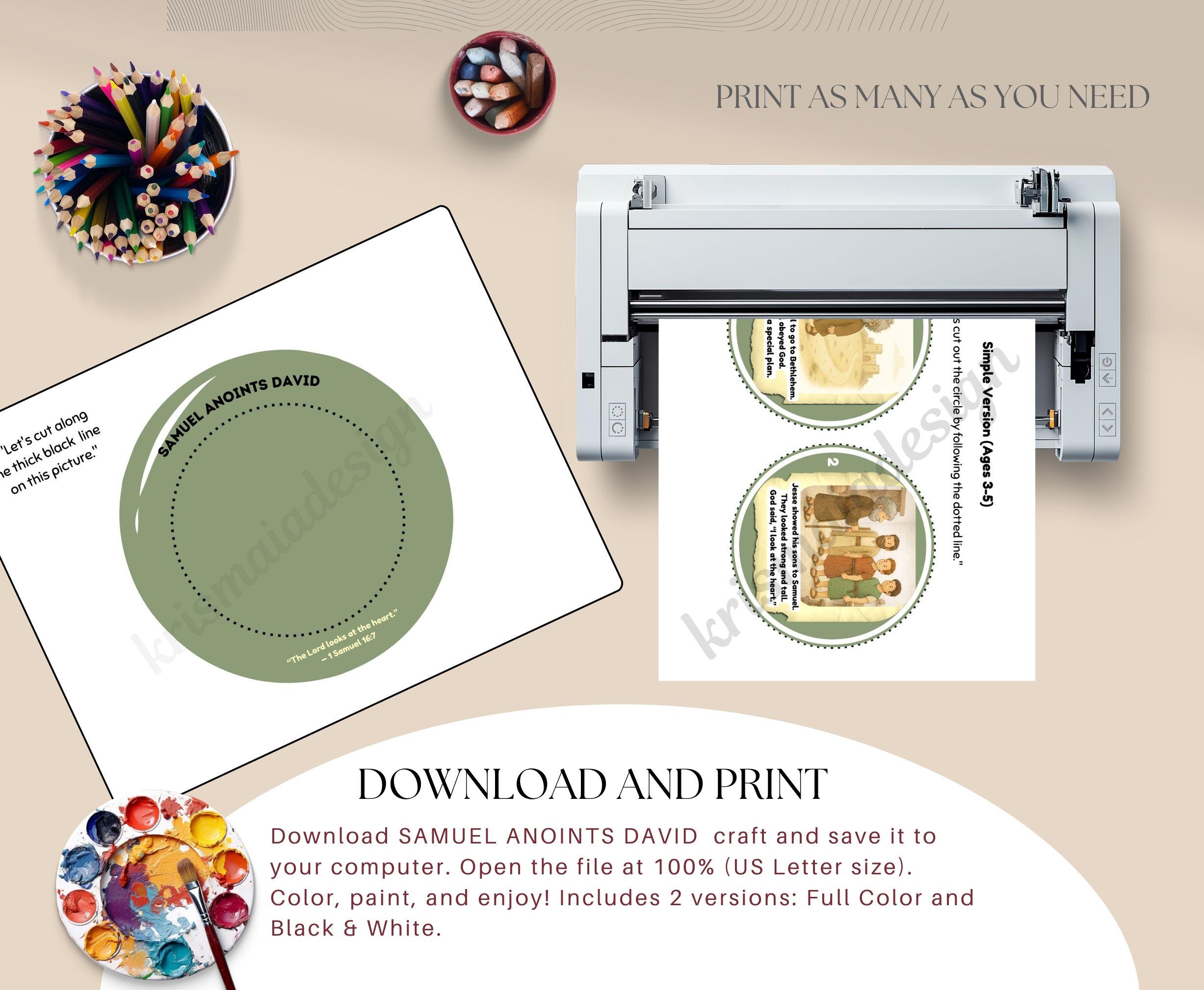 Samuel Anoints David Bible Craft for Kids: Christian Printable Activity ...