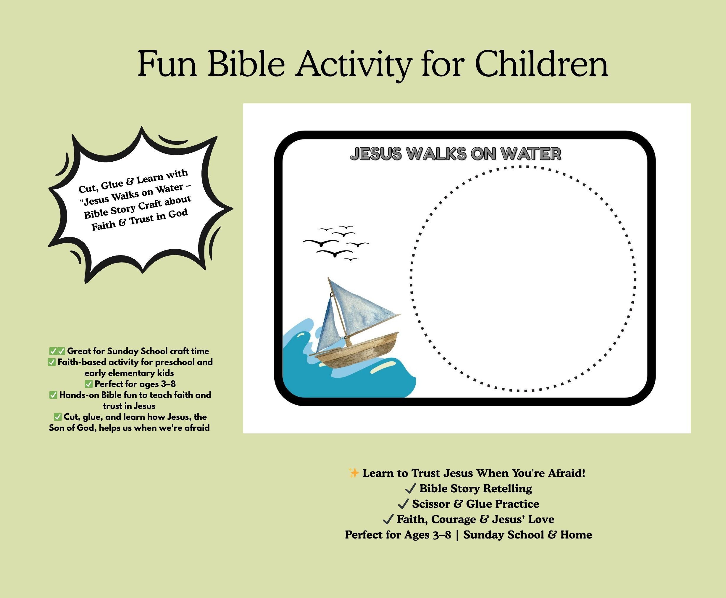 Jesus Walks on Water Craft | Bible Story Cut & Paste Book (PDF) - Etsy