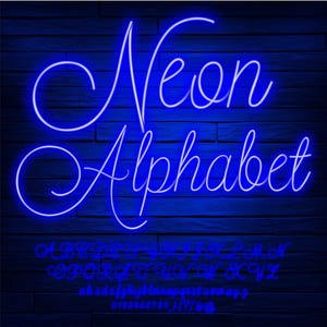 Neon Leuchteffekt Buchstaben, Blaue Buchstaben, Neon Schrift, PNG Clip Art Buchstaben, Transparenter Hintergrund, Neon Schild Buchstaben, Neon Blau 1