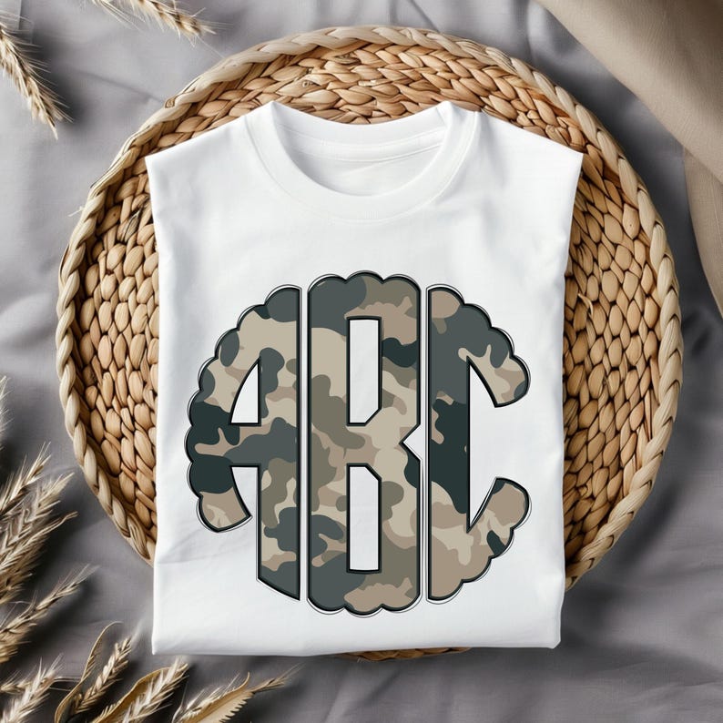 Camo Scalloped Monogram PNG, Coquette Camouflage Monogram, Coquette ...