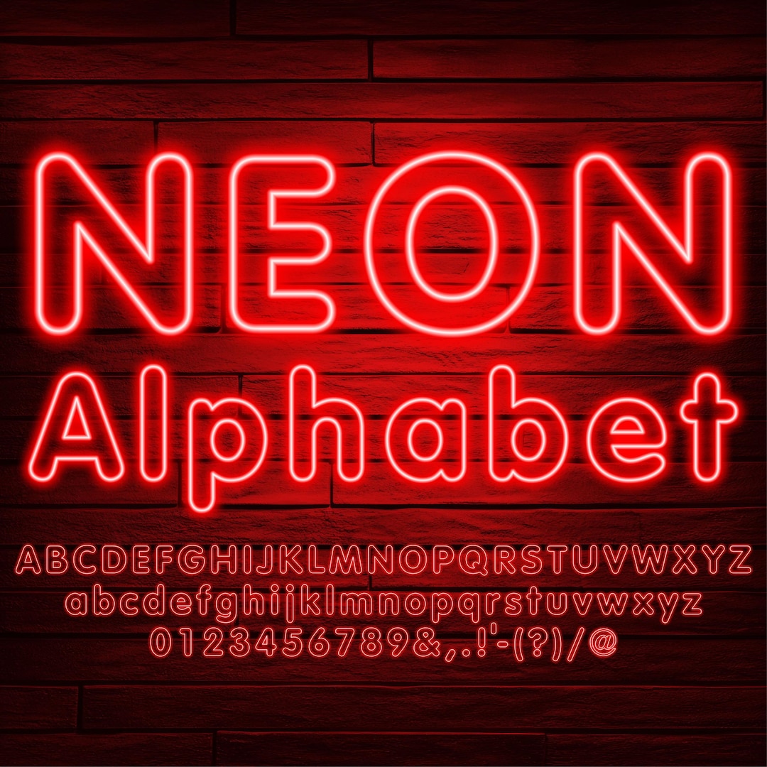 Neon Glow Effect Letters, Red Neon Letters, PNG Clip Art Letters ...