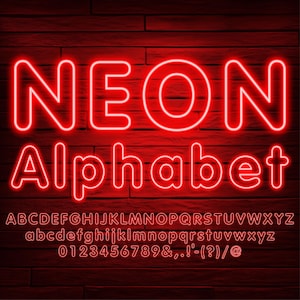Neon Glow Effekt Buchstaben, rote Neon Buchstaben, PNG Clip Art Buchstaben, transparenter Hintergrund, Neon Schild Buchstaben, Neonrot 1