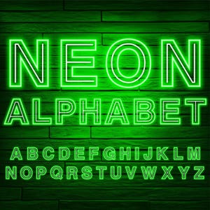 Neon Glow Effect Letters, Neon Green Letters, Green Letters, PNG Clip Art Letters, Transparent Background, Neon Sign Letters, Neon Green 3