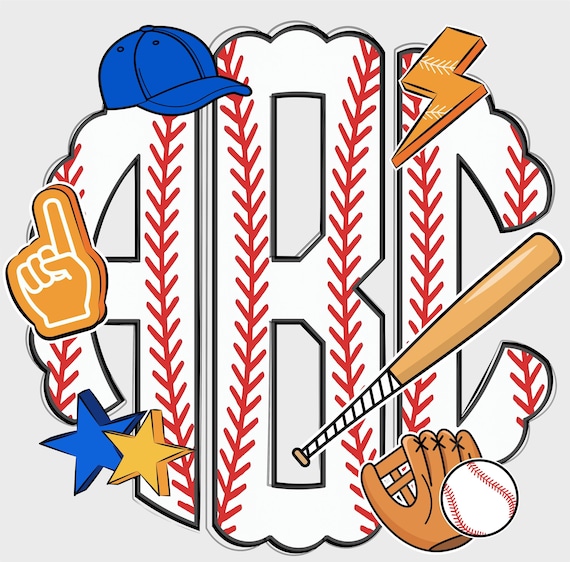Baseball Sports Scalloped Monogram PNG, Monogram Name PNG, Baseball PNG, Sports Monogram, Baseball Mom Design, Baseball Team, Monogram 26SM