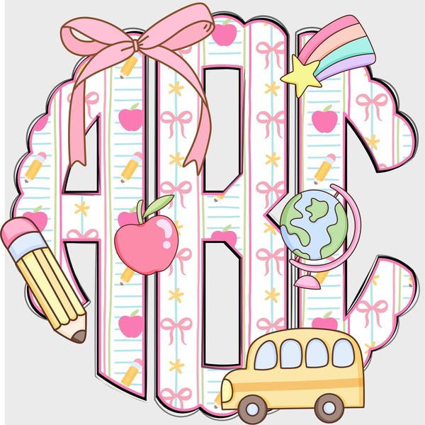 School Monogram - Etsy