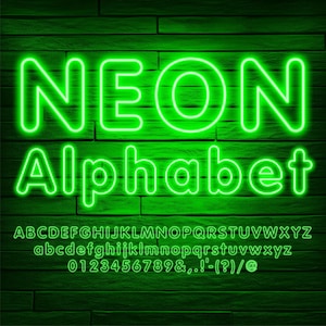 Neon Glow Effect Letters, Neon Green Letters, Green Letters, PNG Clip Art Letters, Transparent Background, Neon Sign Letters, Neon Green 1