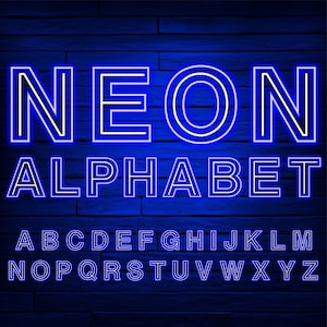 Neon Glow Effect Letters, Dark Blue Letters, Blue Neon Letters, PNG ...