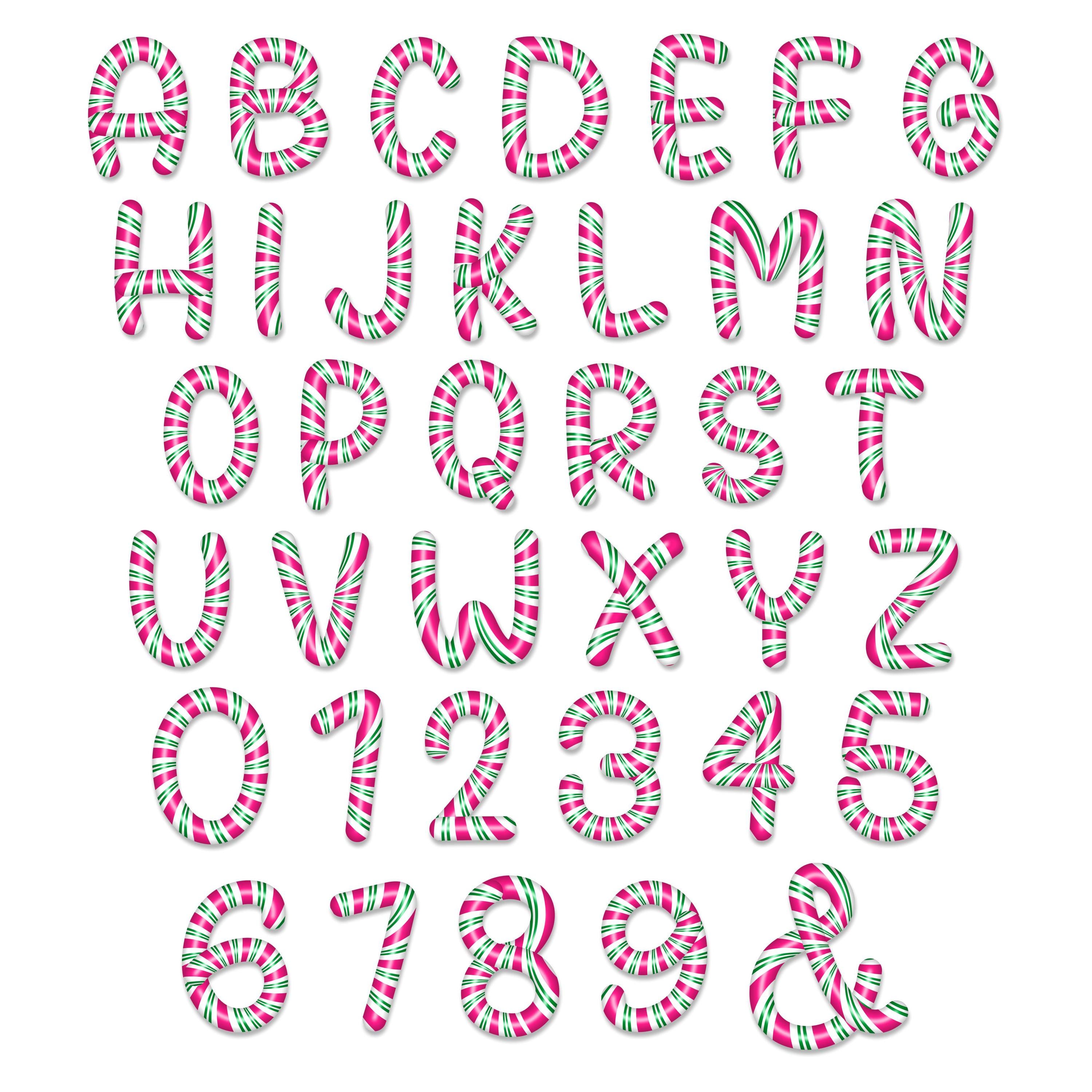 Candy Cane PNG Letters, Pink Green Candy Cane, Candy Cane Alphabet Clip ...