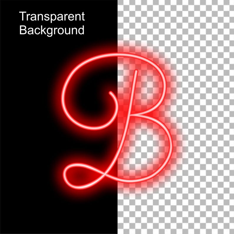 Neon Glow Effect Letters, Red Neon Letters, Script Neon Letters, PNG ...