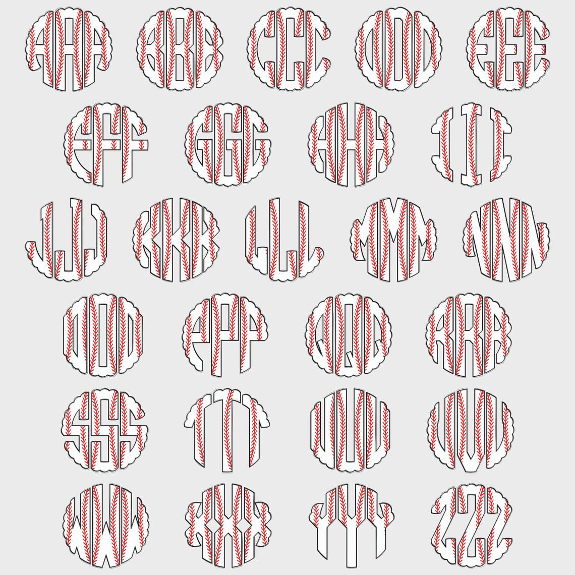 Baseball Sports Scalloped Monogram PNG, Monogram Name PNG, Baseball PNG ...