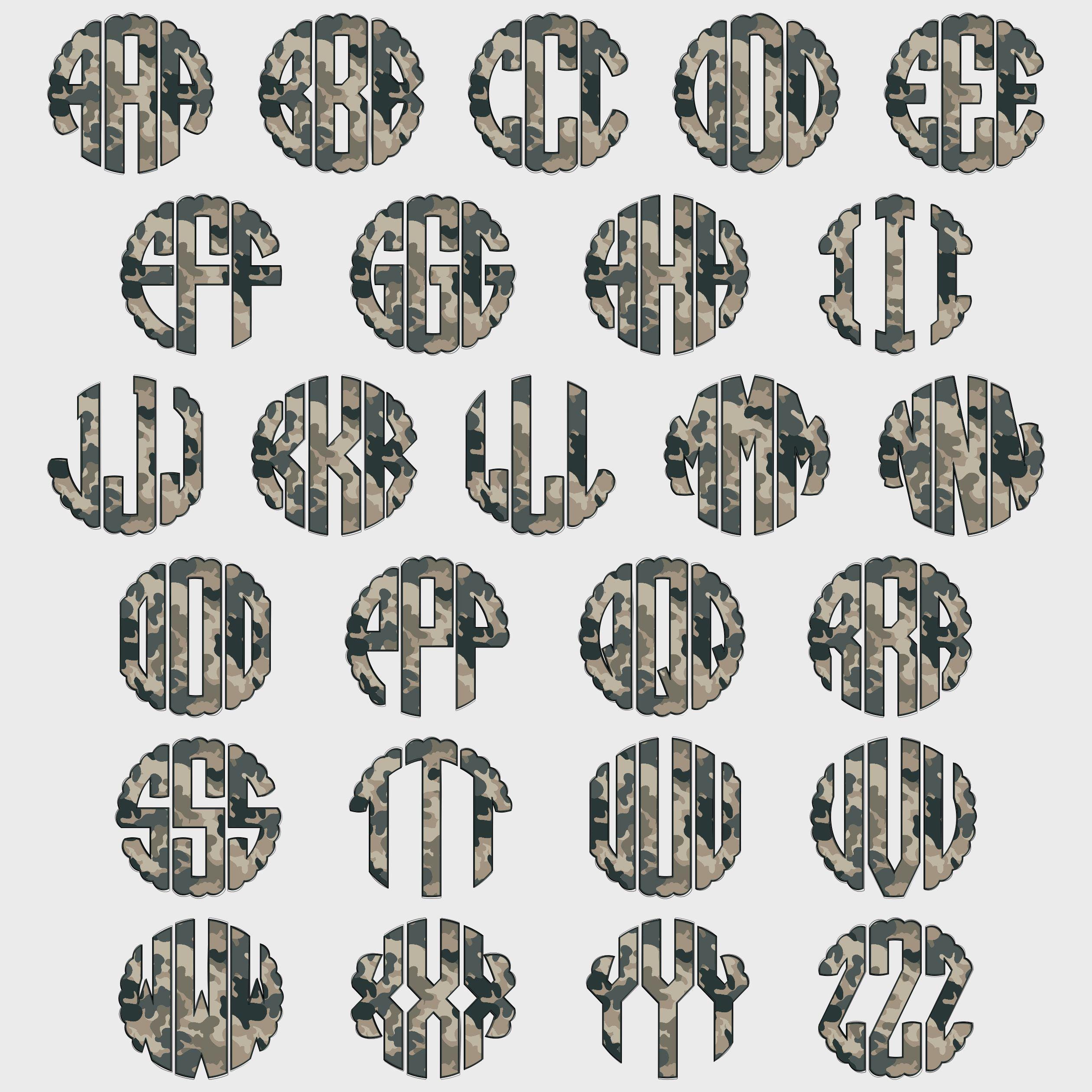 Camo Scalloped Monogram PNG, Coquette Camouflage Monogram, Coquette ...