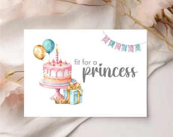 Printable Birthday Card,  Birthday Card Downloadable, Happy Birthday, Birthday Card, Princess Card, Fit for A Princess, Design HB9